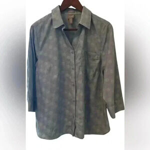 Chicos Women’s Blue Polkadot Button-down, size 2, Career, Cotton